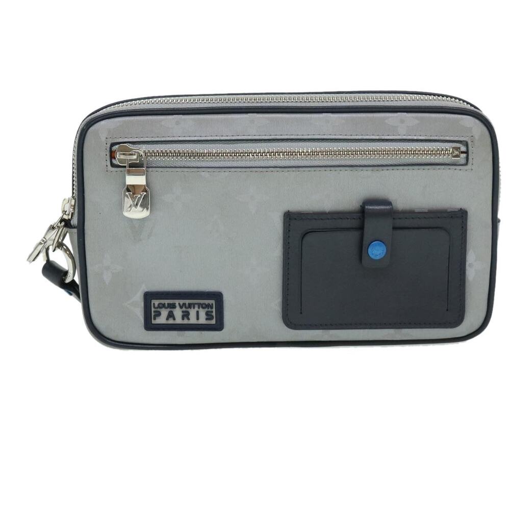 Louis Vuitton Monogram Satellite Clutch Bag Silver